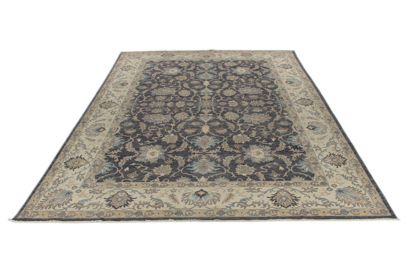 10x14 Charcoal and Ivory Anatolian Tribal Rug
