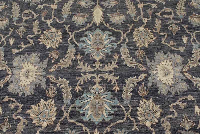 10x14 Charcoal and Ivory Anatolian Tribal Rug