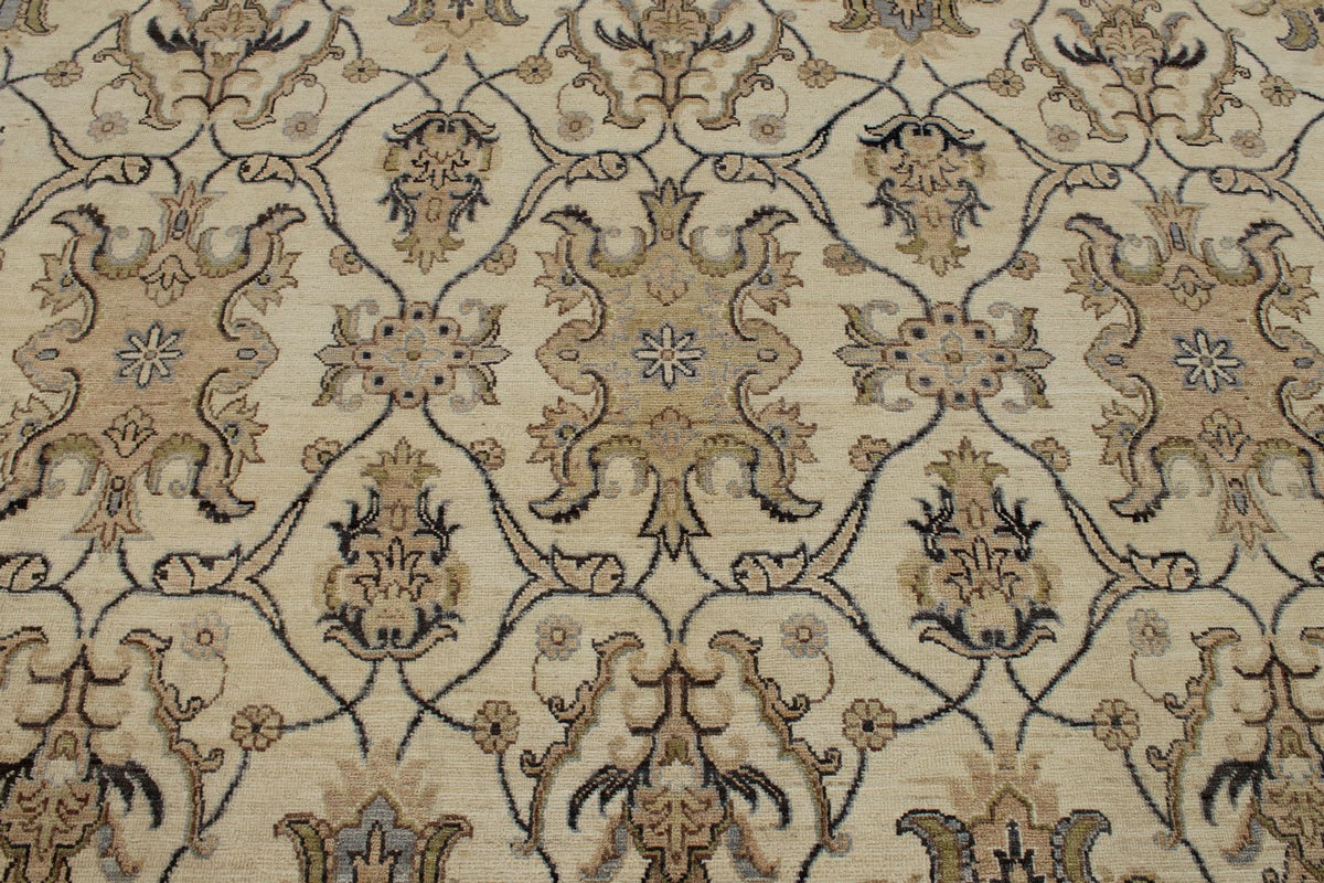 10x14 Ivory and Ivory Anatolian Tribal Rug