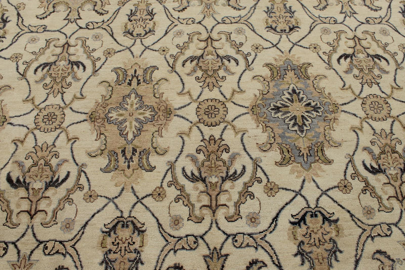 10x14 Ivory and Ivory Anatolian Tribal Rug