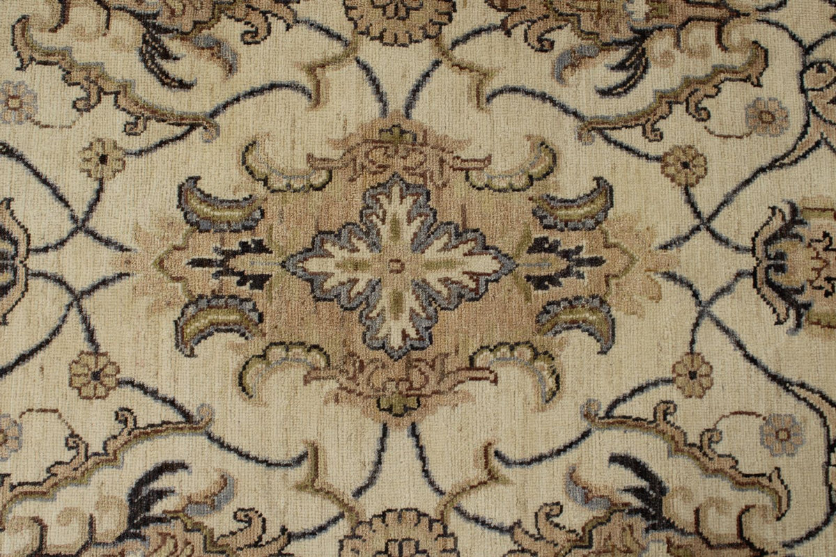 10x14 Ivory and Ivory Anatolian Tribal Rug