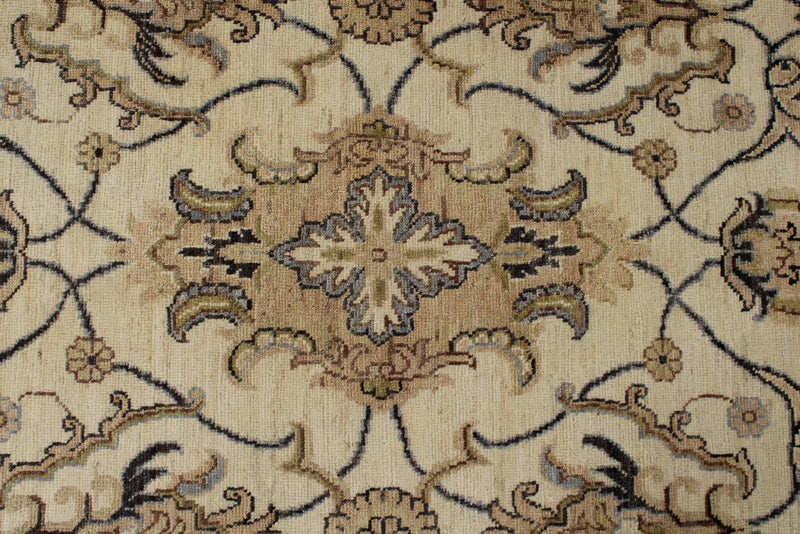 10x14 Ivory and Ivory Anatolian Tribal Rug