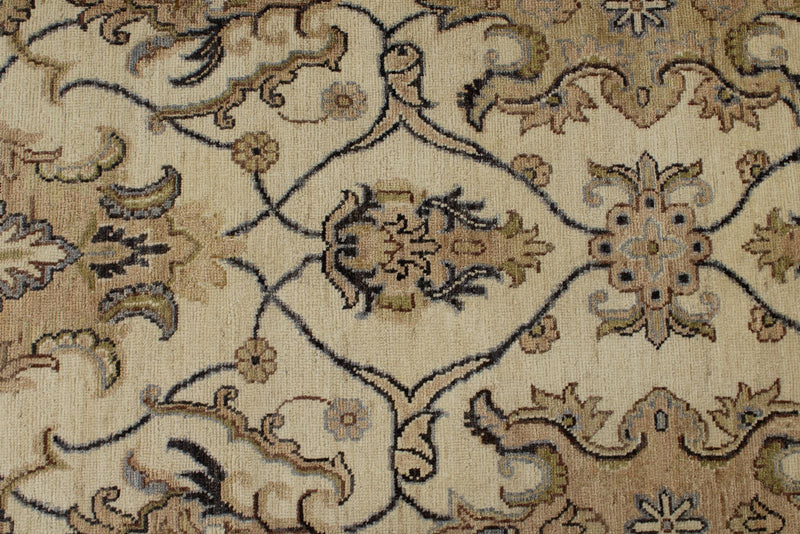 10x14 Ivory and Ivory Anatolian Tribal Rug