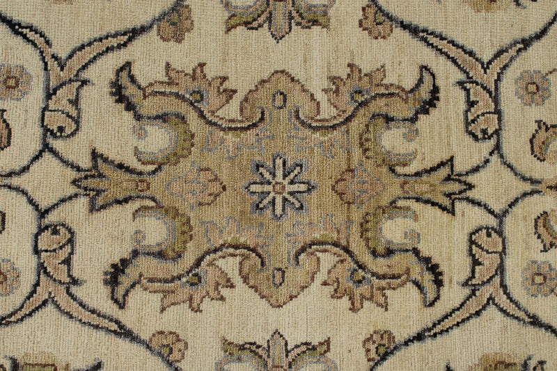 10x14 Ivory and Ivory Anatolian Tribal Rug