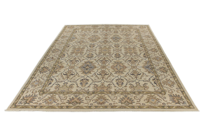 10x14 Ivory and Ivory Anatolian Tribal Rug
