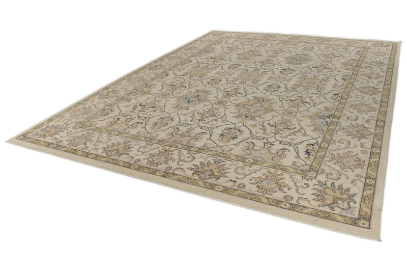10x14 Ivory and Ivory Anatolian Tribal Rug