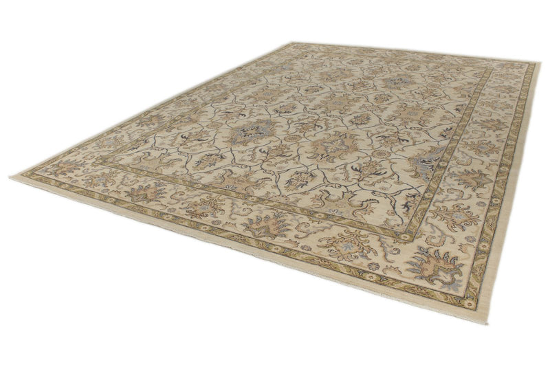 10x14 Ivory and Ivory Anatolian Tribal Rug