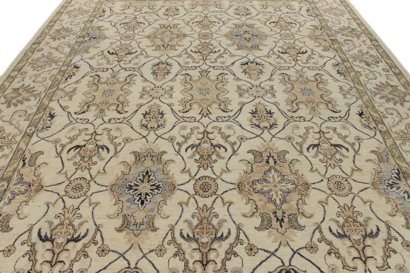 10x14 Ivory and Ivory Anatolian Tribal Rug