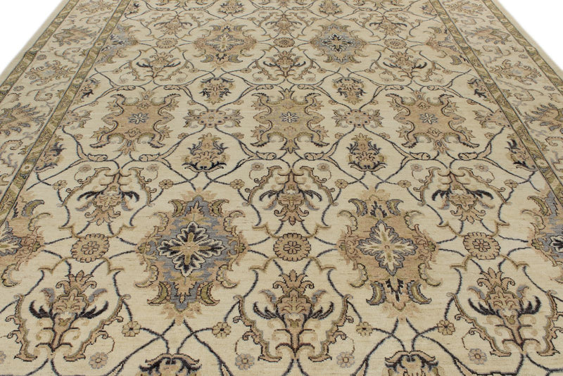 10x14 Ivory and Ivory Anatolian Tribal Rug