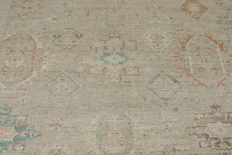 10x14 Ivory and Brown Anatolian Tribal Rug