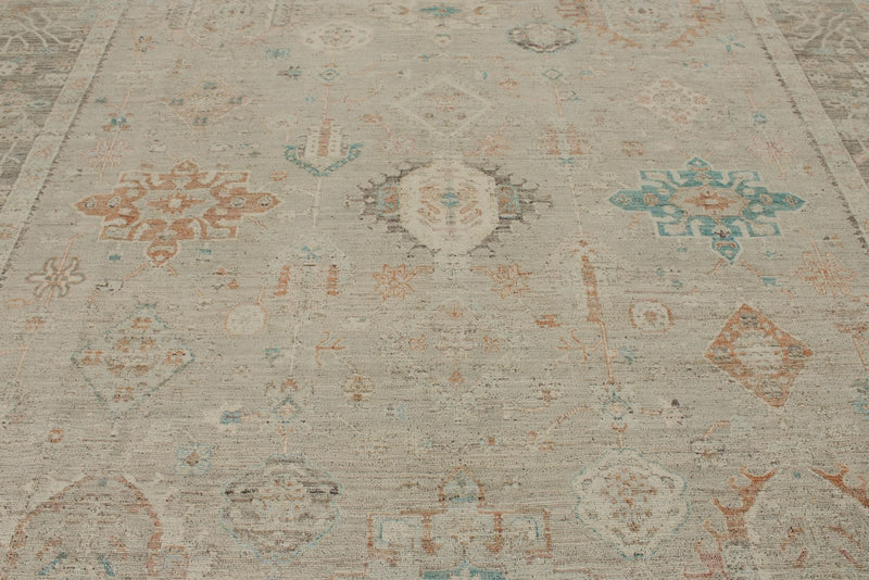 10x14 Ivory and Brown Anatolian Tribal Rug