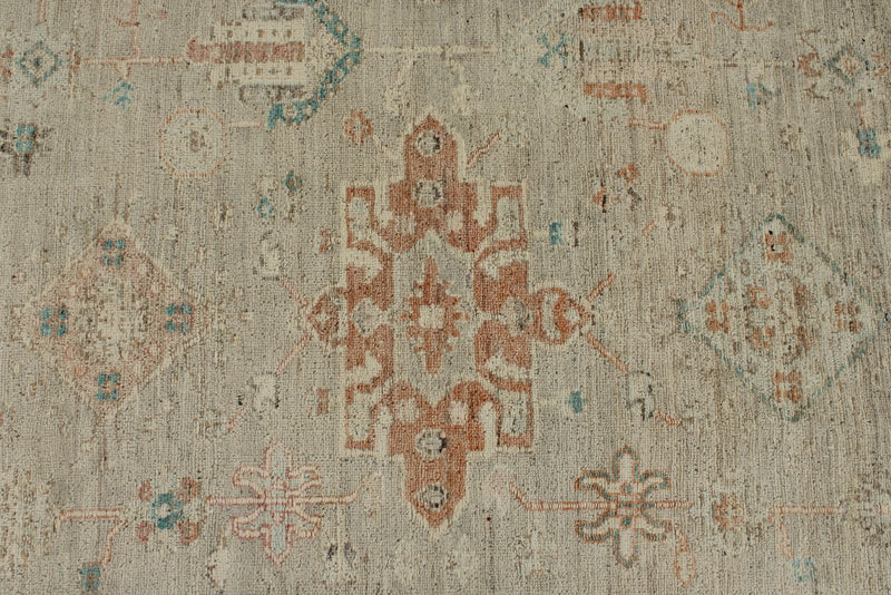 10x14 Ivory and Brown Anatolian Tribal Rug