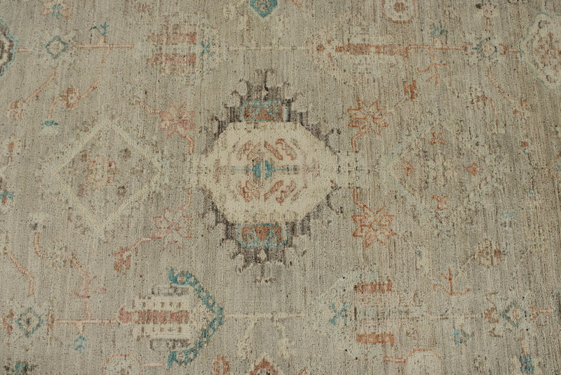 10x14 Ivory and Brown Anatolian Tribal Rug