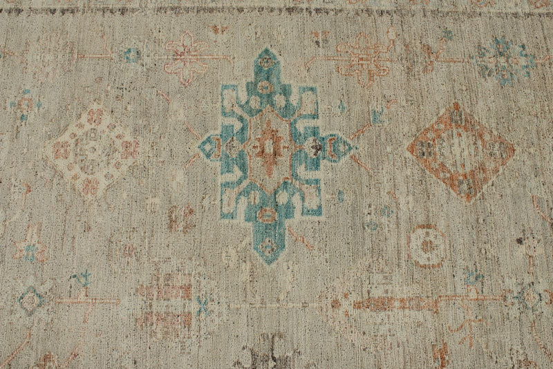 10x14 Ivory and Brown Anatolian Tribal Rug