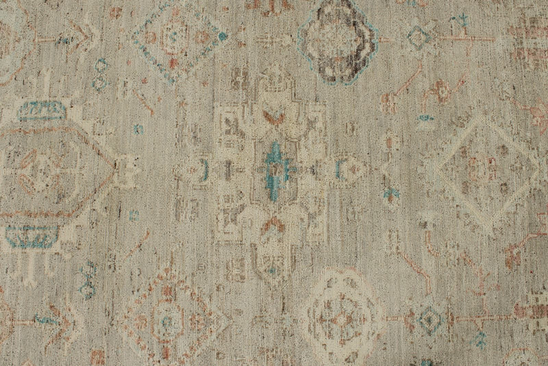10x14 Ivory and Brown Anatolian Tribal Rug