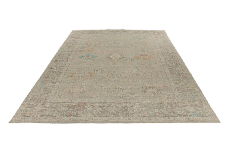 10x14 Ivory and Brown Anatolian Tribal Rug