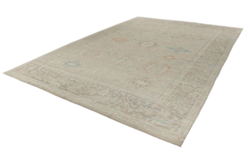 10x14 Ivory and Brown Anatolian Tribal Rug