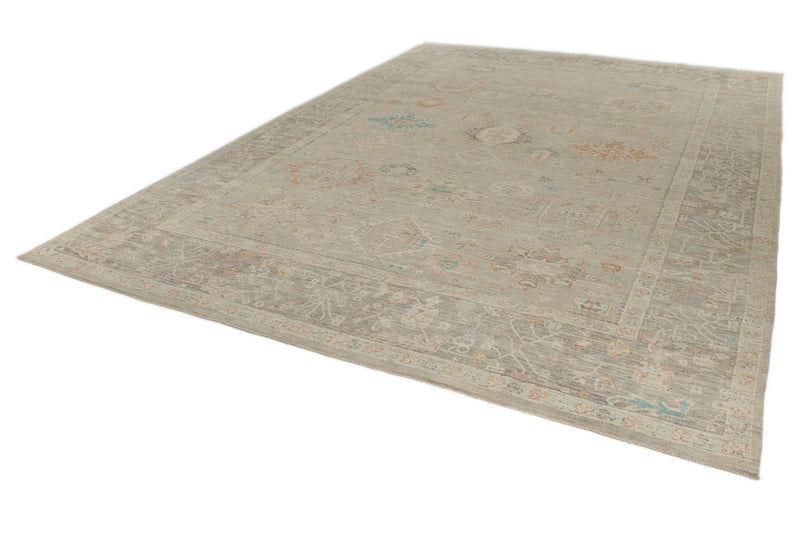 10x14 Ivory and Brown Anatolian Tribal Rug