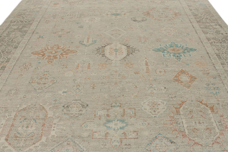 10x14 Ivory and Brown Anatolian Tribal Rug