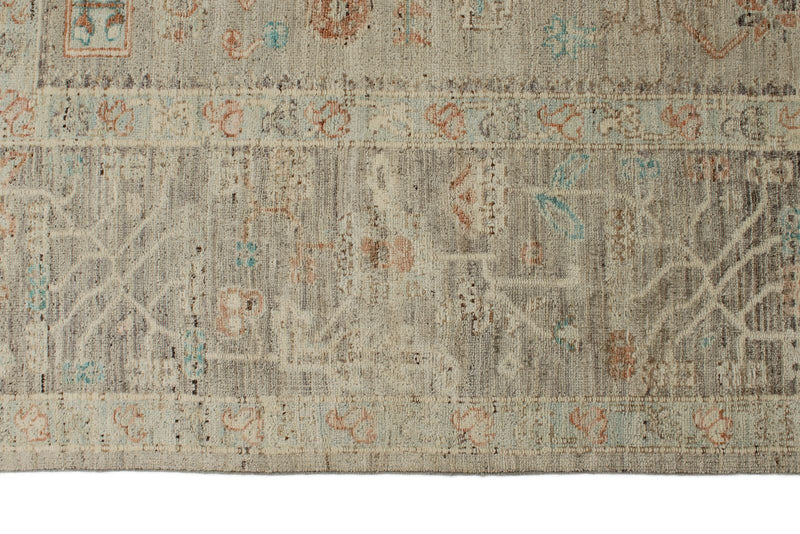 10x14 Ivory and Brown Anatolian Tribal Rug