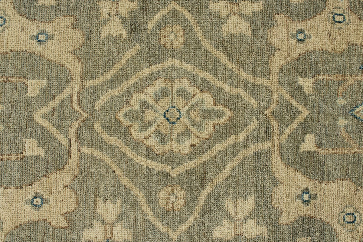 10x14 Light Olive Green and Beige Turkish Oushak Rug