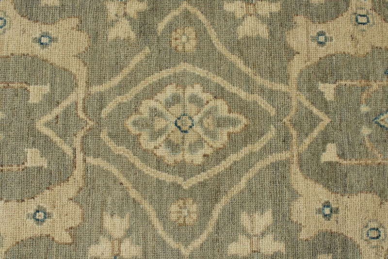 10x14 Light Olive Green and Beige Turkish Oushak Rug