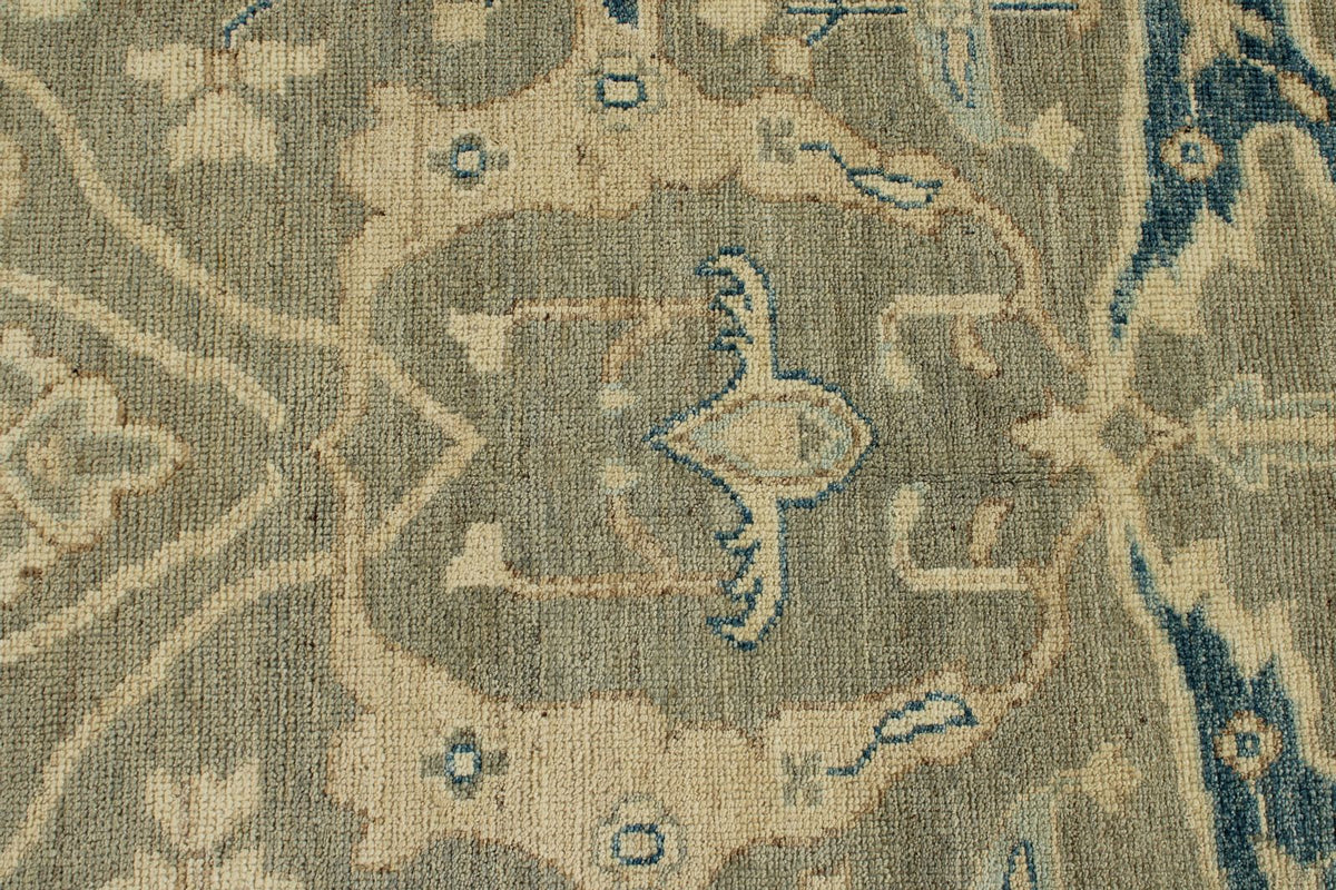 10x14 Light Olive Green and Beige Turkish Oushak Rug