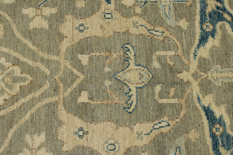 10x14 Light Olive Green and Beige Turkish Oushak Rug