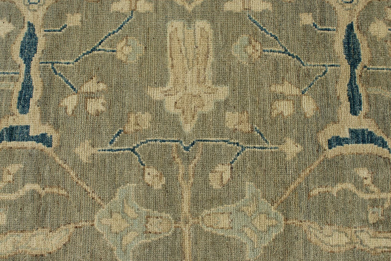 10x14 Light Olive Green and Beige Turkish Oushak Rug