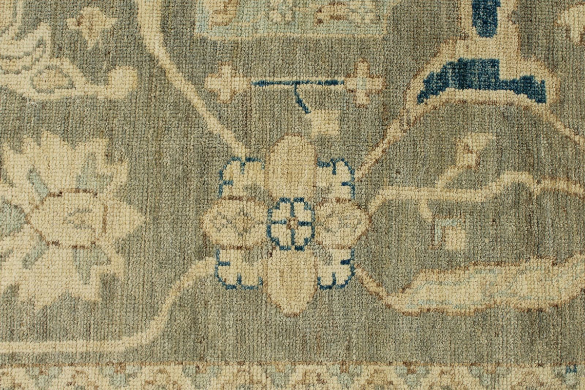10x14 Light Olive Green and Beige Turkish Oushak Rug