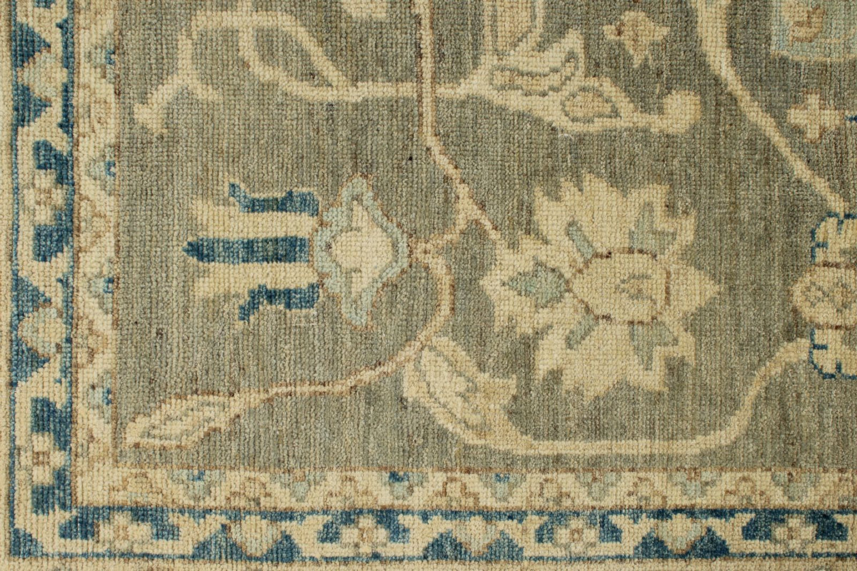 10x14 Light Olive Green and Beige Turkish Oushak Rug