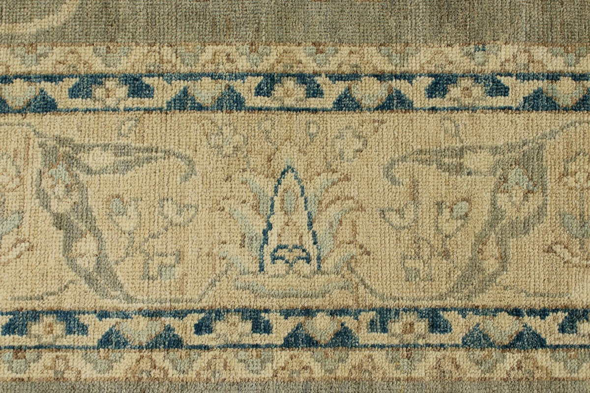 10x14 Light Olive Green and Beige Turkish Oushak Rug