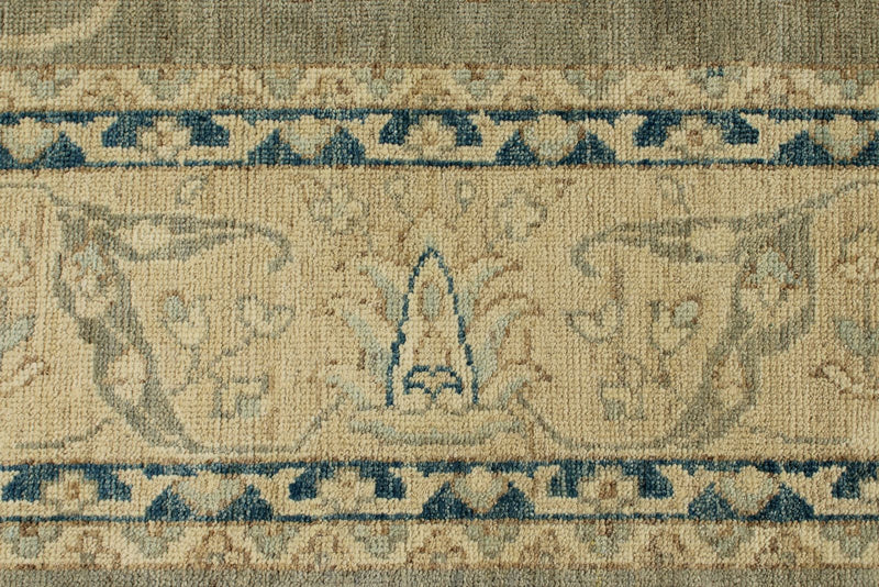 10x14 Light Olive Green and Beige Turkish Oushak Rug