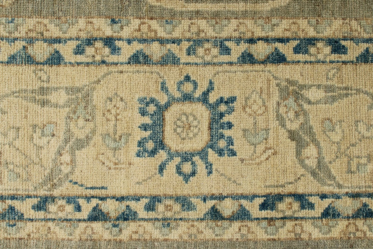 10x14 Light Olive Green and Beige Turkish Oushak Rug