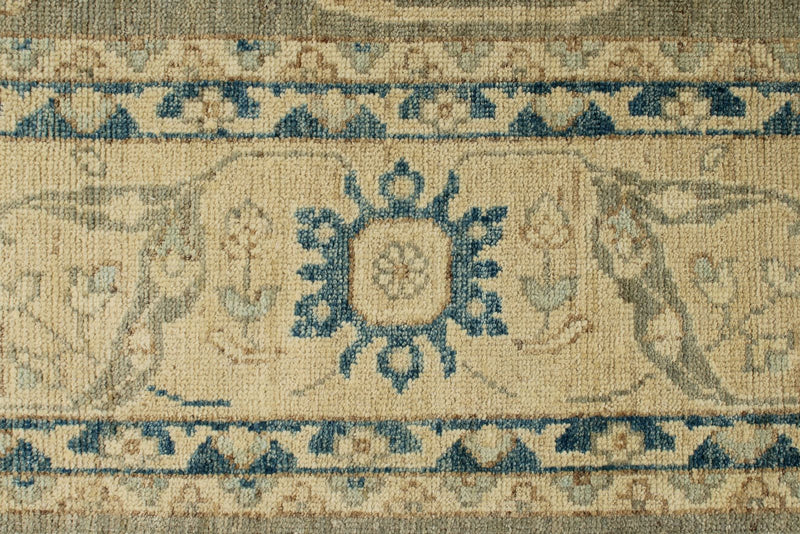10x14 Light Olive Green and Beige Turkish Oushak Rug