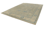 10x14 Light Olive Green and Beige Turkish Oushak Rug