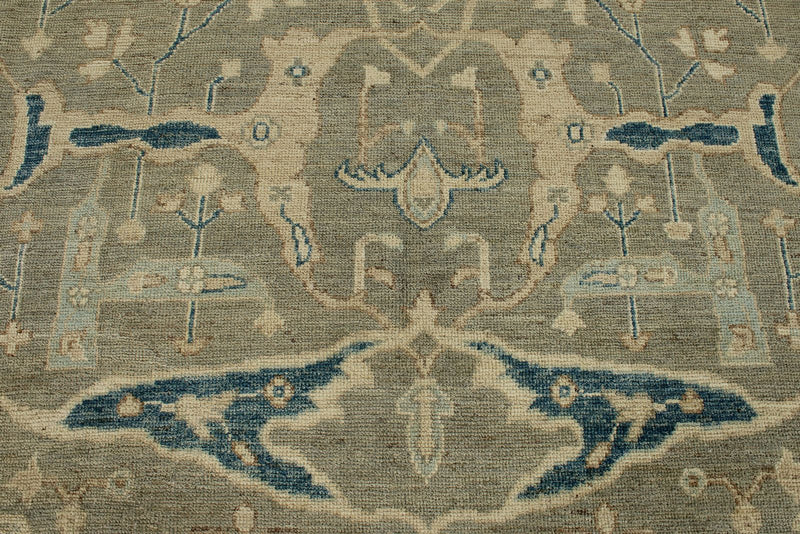 10x14 Light Olive Green and Beige Turkish Oushak Rug