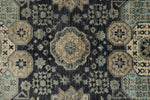 10x14 Navy and Ivory Anatolian Tribal Rug
