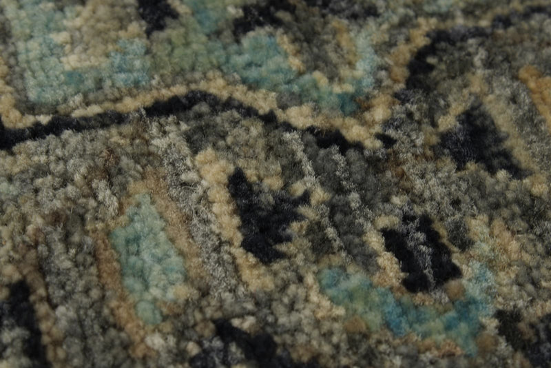 10x14 Navy and Ivory Anatolian Tribal Rug