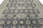 10x14 Navy and Ivory Anatolian Tribal Rug