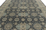 10x14 Navy and Ivory Anatolian Tribal Rug