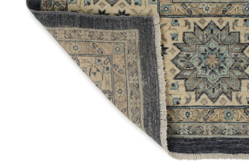 10x14 Navy and Ivory Anatolian Tribal Rug