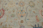 10x14 Light Gray and Blue Turkish Oushak Rug