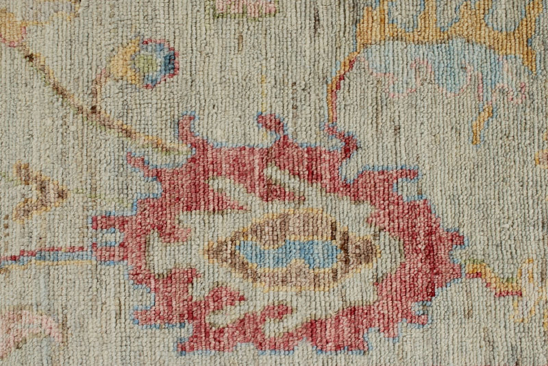 10x14 Light Gray and Blue Turkish Oushak Rug