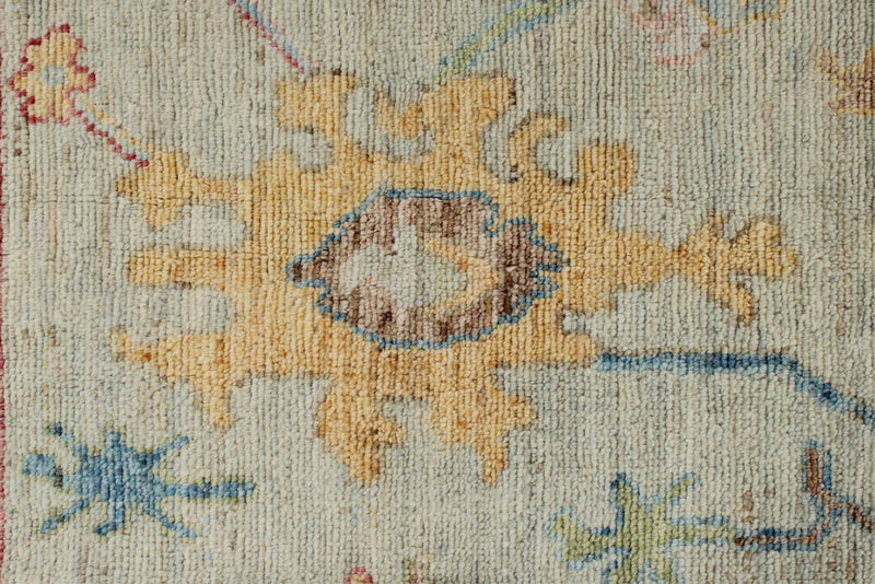 10x14 Light Gray and Blue Turkish Oushak Rug