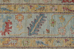 10x14 Light Gray and Blue Turkish Oushak Rug