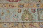 10x14 Light Gray and Blue Turkish Oushak Rug