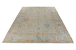 10x14 Light Gray and Blue Turkish Oushak Rug