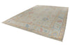 10x14 Light Gray and Blue Turkish Oushak Rug