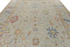 10x14 Light Gray and Blue Turkish Oushak Rug